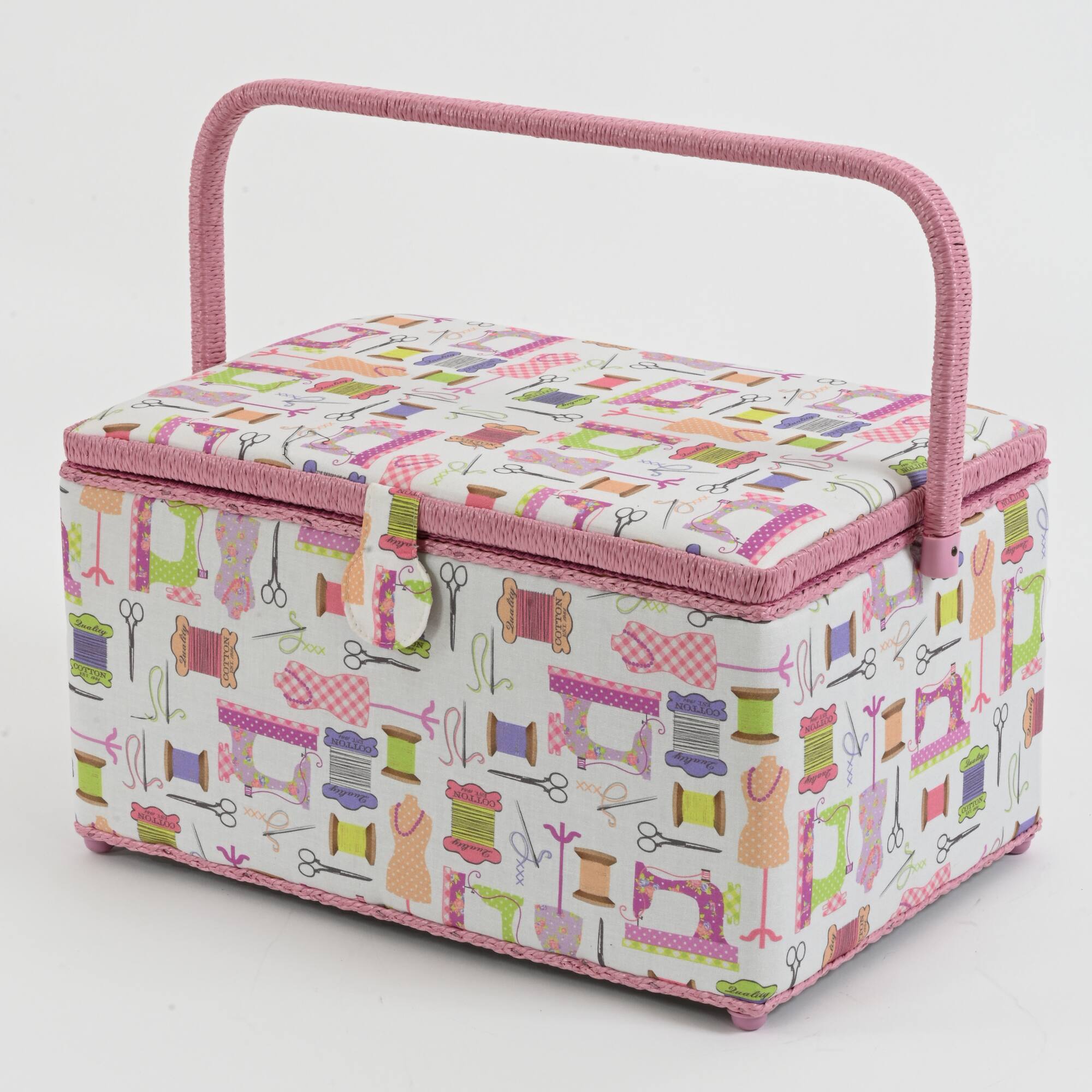 Dritz® Pink Sewing Notions Extra Large Sewing Basket with Removable Tray